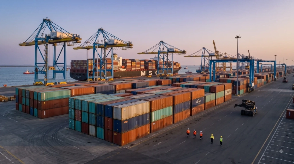 Mundra Port Cargo Terminal and Shipping Containers